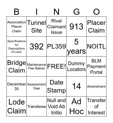 Mod 3 Bingo Card