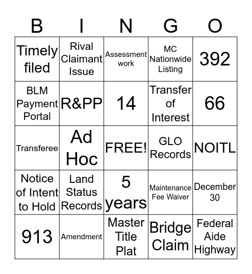 Mod 3 Bingo Card