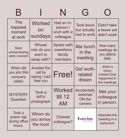 Blame It on BINGO-EZovians Bingo Card