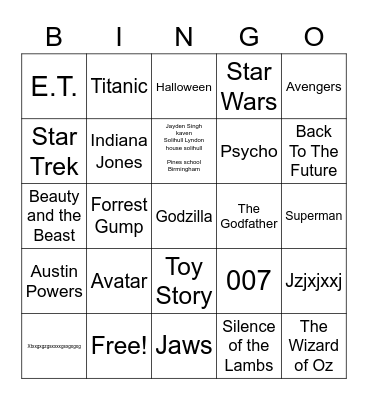 Total-Quiz.com presents Radio Bingo Movie Themes Bingo Card