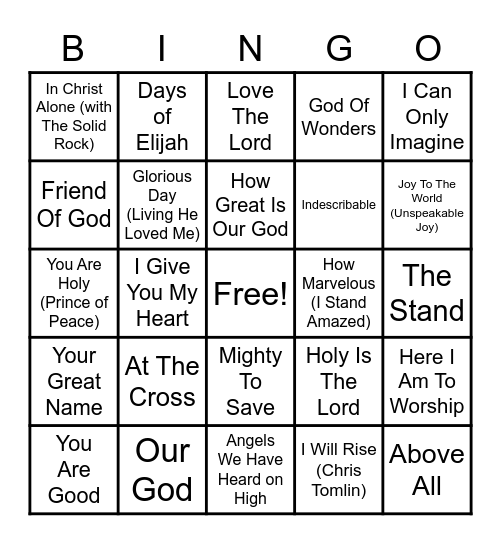 Top 50 Christian Beats Bingo Card