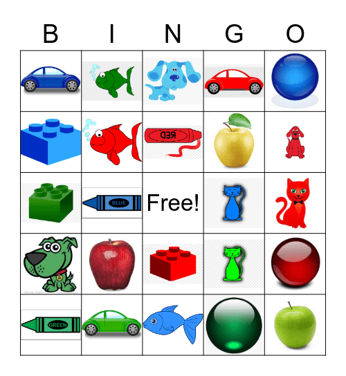 Items color differentiation Bingo Card
