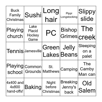 All about Sarah!  Bingo Card