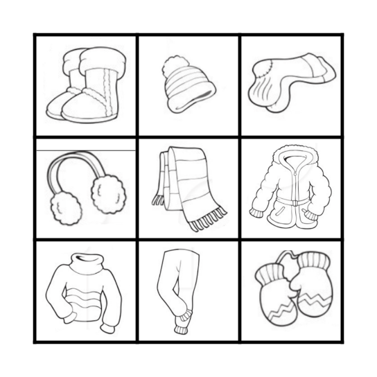 Winter Wear Bingo Card