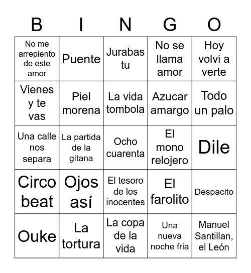 #findeañocampestre Bingo Card