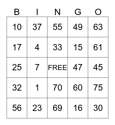 LARCOM BINGO BONANZA 2012 Bingo Card
