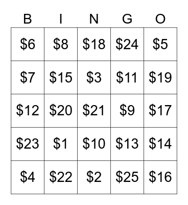 Colton’s Baseball Bingo Card