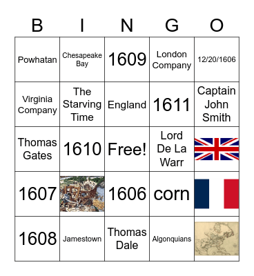 US HISTORY/ Jamestown Bingo Card