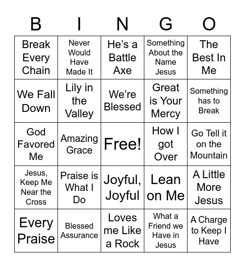 Gospel Jams Bingo Card