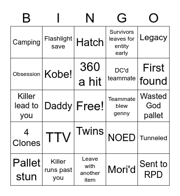 SWF DBD Bingo Card