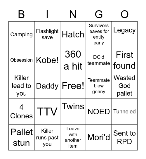 SWF DBD Bingo Card