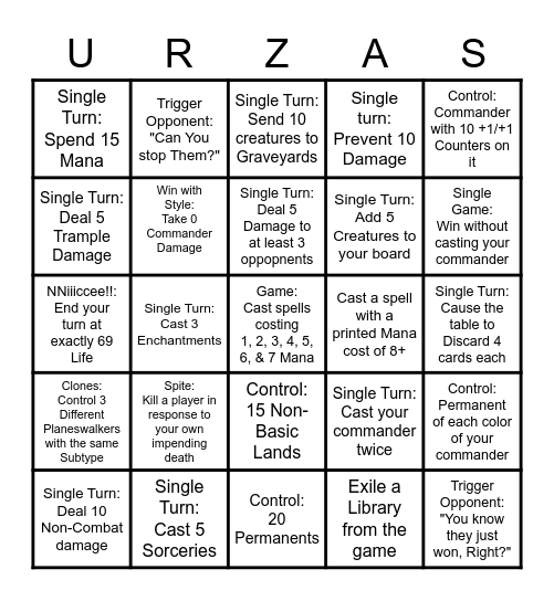 UB102 Bingo Card