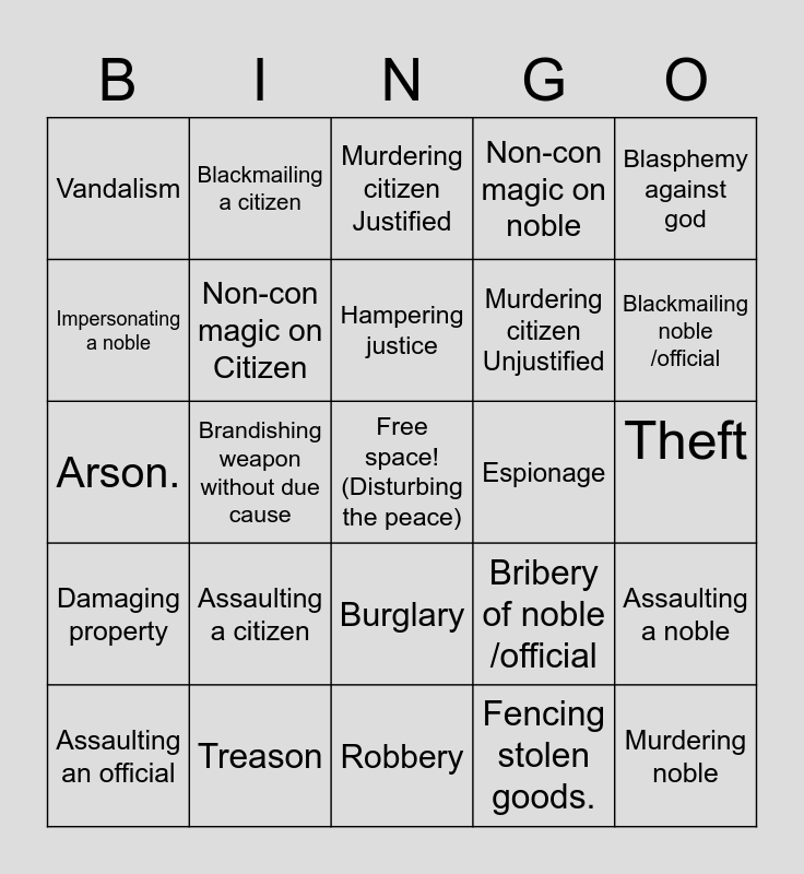 Dnd the party’s first steps to burning the geneva convention Bingo Card