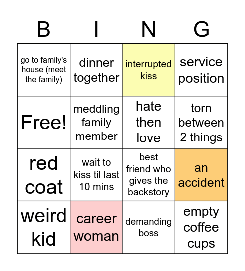 Hallmark Bingo Card