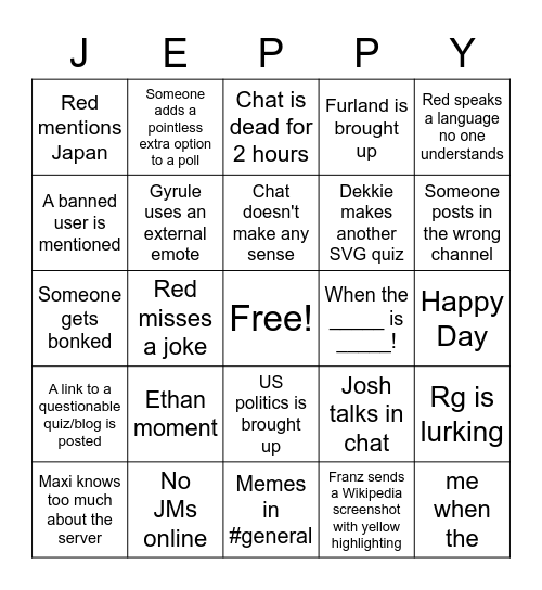 JetPunk Discord Bingo Card