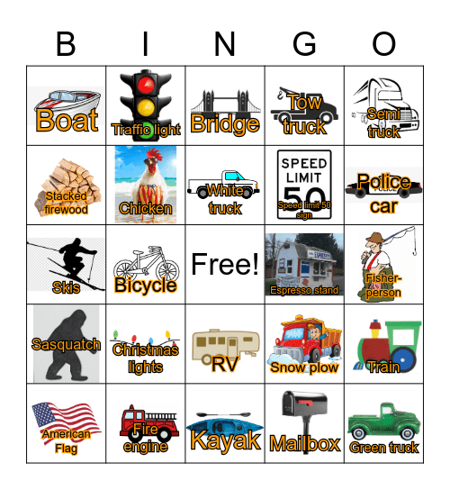 Highway 2 Bingo Card