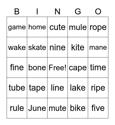 long sounds Bingo Card
