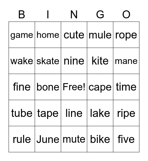 long sounds Bingo Card