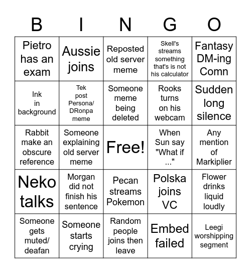 SOL Studio 4th Anniversary Bingo Card