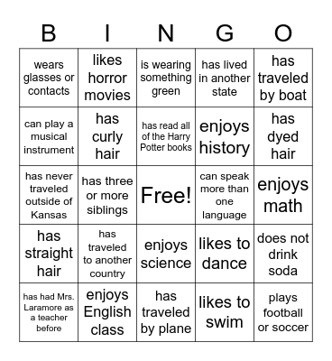 Getting to Know You Bingo Card