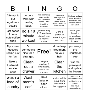 Melissa & Halee's Vacation Bingo Card