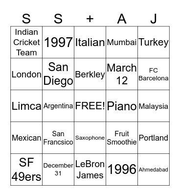 Shaikit Engagement Bingo  Bingo Card