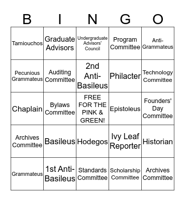 OFFICERS & COMMITTEES:  WHAT DO YOU KNOW? Bingo Card