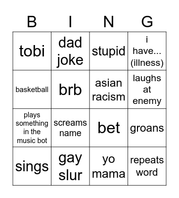 ultra god XDXDXD Bingo Card
