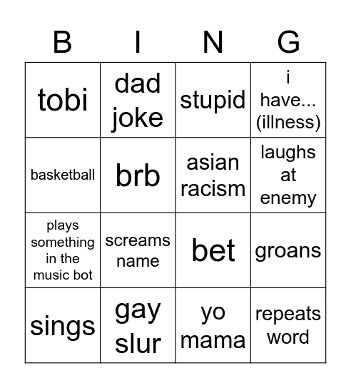 ultra god XDXDXD Bingo Card