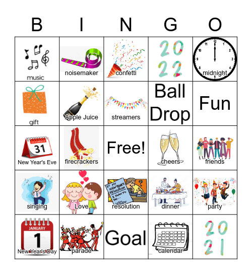 Happy New Year 2022 Bingo Card