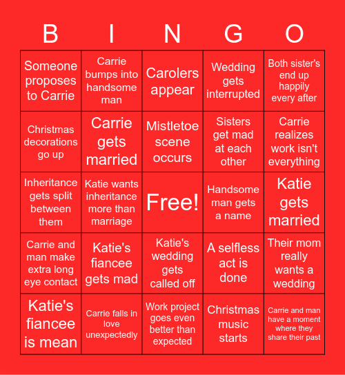Married by Christmas Bingo Card