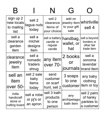 Front's Bingo for dollars June 13 and 14th! Bingo Card