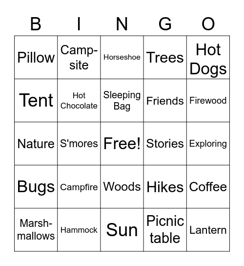 Abby & Riley's Camping Bingo Card