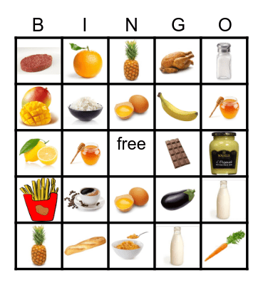 SAMANTHA,S  FOOD  BINGO Card