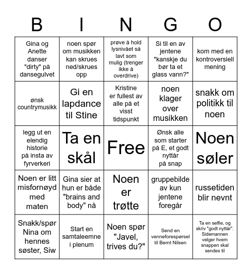 Bingo Gutter Bingo Card