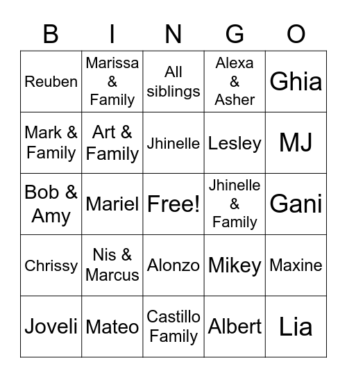 Gutierrez Holiday Bingo 2021 Bingo Card