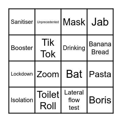 Covid Bingo Card