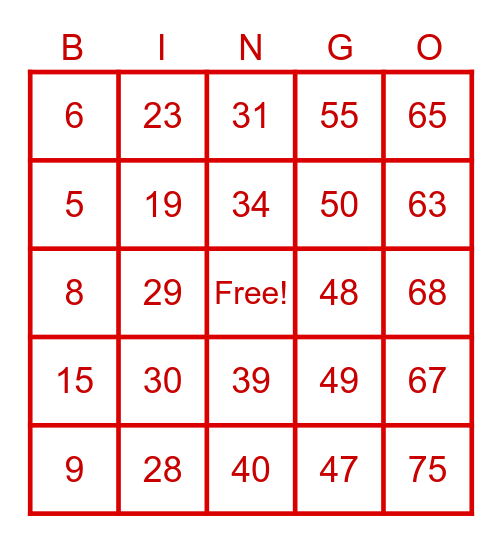 NEW YEAR BINGO Card