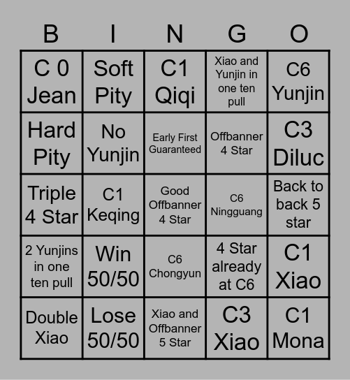 Xiao Pulls Bingo Card