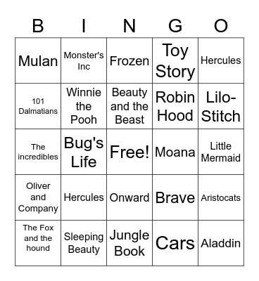 Disney Bingo Card