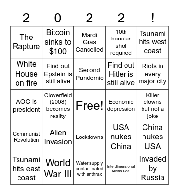 2022 Bingo Card