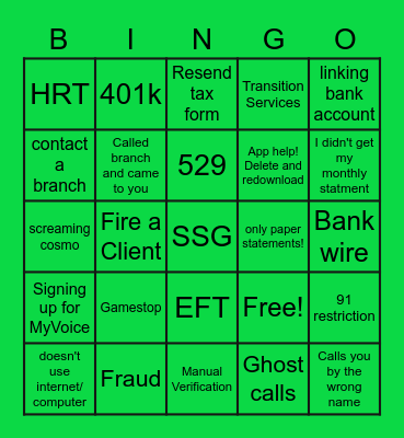 Call Bingo Card