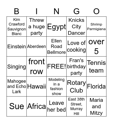 Caryn's 50th Birthday  Bingo Card