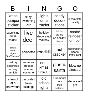 Christmastimish Car Bingo Card