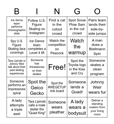 2022 Figure Skating Championships Bingo Card