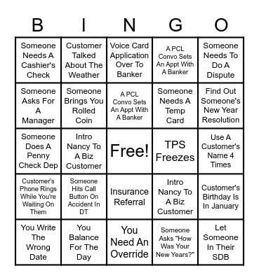 Banking BINGO Card