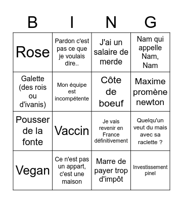 Bingo Nouvel an 2022 Bingo Card