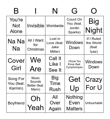 BTR Bingo Card