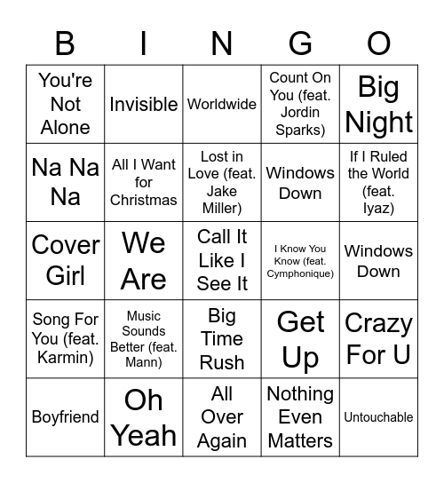 BTR Bingo Card