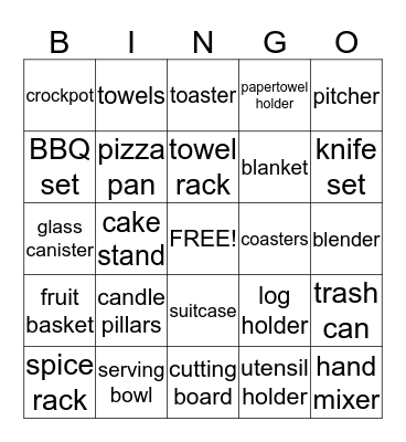 Lauren's Bridal Shower Bingo Card